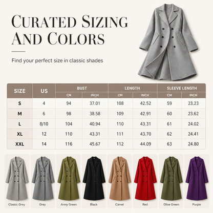 Women's Long Double Breasted Textured Coat Elegant Commuter Outerwear🔥𝙁𝙧𝙚𝙚 𝙎𝙝𝙞𝙥𝙥𝙞𝙣𝙜