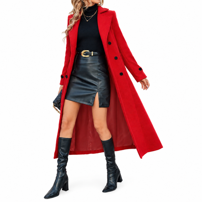 Women's Long Double Breasted Textured Coat Elegant Commuter Outerwear🔥𝙁𝙧𝙚𝙚 𝙎𝙝𝙞𝙥𝙥𝙞𝙣𝙜