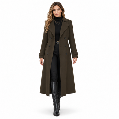 Women's Long Double Breasted Textured Coat Elegant Commuter Outerwear🔥𝙁𝙧𝙚𝙚 𝙎𝙝𝙞𝙥𝙥𝙞𝙣𝙜