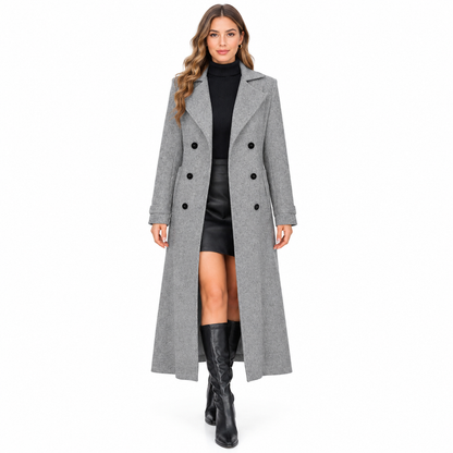 Women's Long Double Breasted Textured Coat Elegant Commuter Outerwear🔥𝙁𝙧𝙚𝙚 𝙎𝙝𝙞𝙥𝙥𝙞𝙣𝙜