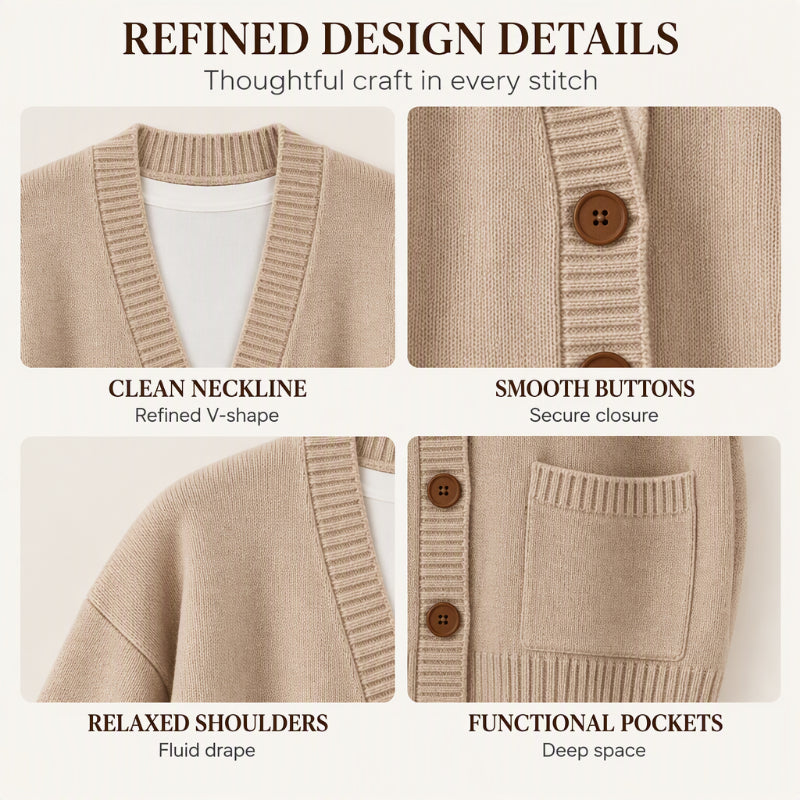 🧶 Relaxed Easy Comfort, Flattering Neckline | Women's Loose-Fit V-Neck Sweater Cardigan