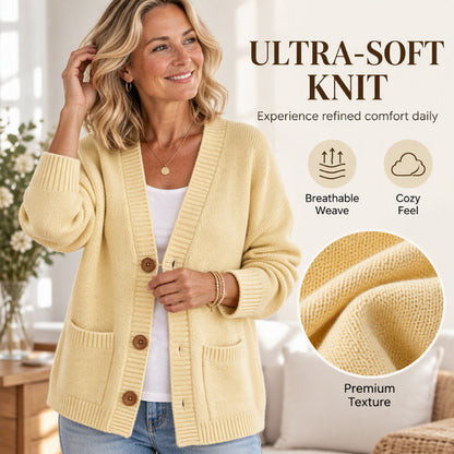 🧶 Relaxed Easy Comfort, Flattering Neckline | Women's Loose-Fit V-Neck Sweater Cardigan