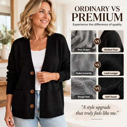🧶 Relaxed Easy Comfort, Flattering Neckline | Women's Loose-Fit V-Neck Sweater Cardigan