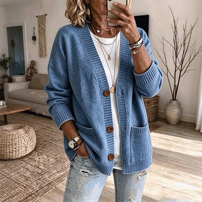 🧶 Relaxed Easy Comfort, Flattering Neckline | Women's Loose-Fit V-Neck Sweater Cardigan