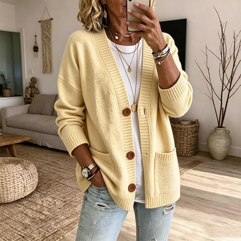 🧶 Relaxed Easy Comfort, Flattering Neckline | Women's Loose-Fit V-Neck Sweater Cardigan