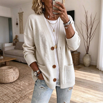 🧶 Relaxed Easy Comfort, Flattering Neckline | Women's Loose-Fit V-Neck Sweater Cardigan