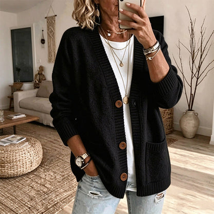 🧶 Relaxed Easy Comfort, Flattering Neckline | Women's Loose-Fit V-Neck Sweater Cardigan