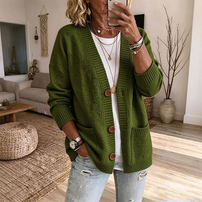 🧶 Relaxed Easy Comfort, Flattering Neckline | Women's Loose-Fit V-Neck Sweater Cardigan