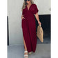 2024 SLIT V-NECK EFFORTLESS MAXI LONG DRESS