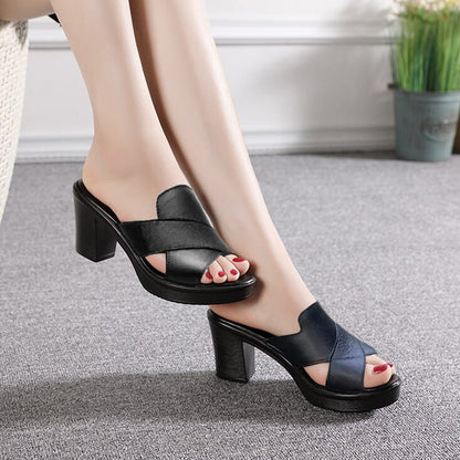 Women's Platform Slip on Chunky High Heel Sandals🌸Buy 2 pairs free shipping🌸