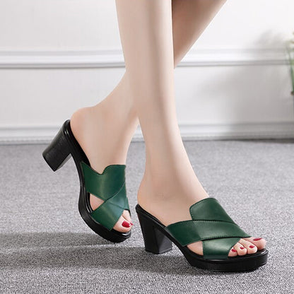 Women's Platform Slip on Chunky High Heel Sandals🌸Buy 2 pairs free shipping🌸