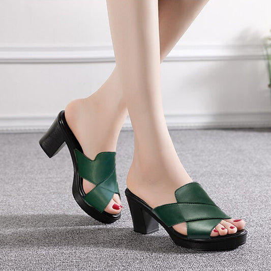 Women's Platform Slip on Chunky High Heel Sandals🌸Buy 2 pairs free shipping🌸