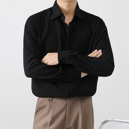 Men's Premium Fabric Button Down Shirt ? Waffle Pattern ? 45% Off