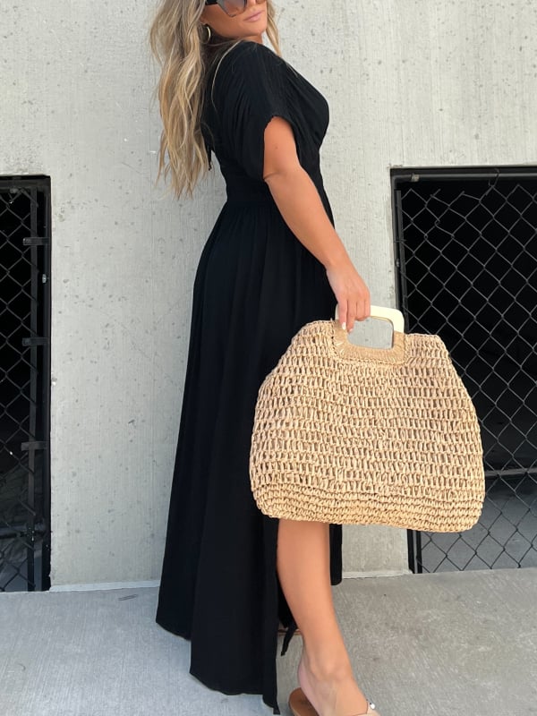 2024 SLIT V-NECK EFFORTLESS MAXI LONG DRESS