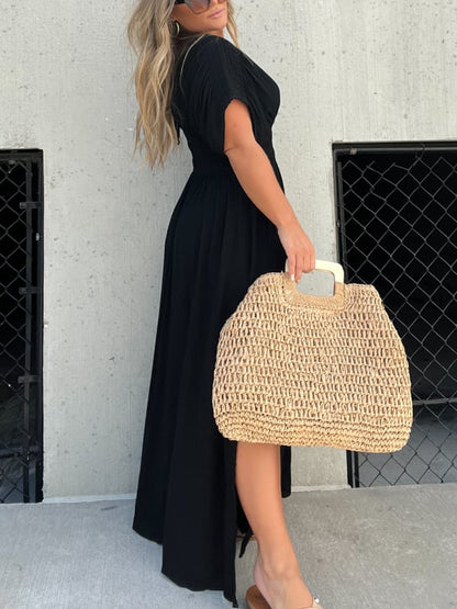 2024 SLIT V-NECK EFFORTLESS MAXI LONG DRESS