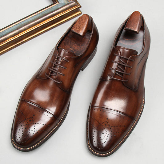 Men's high-end genuine leather exquisite carved leather shoes