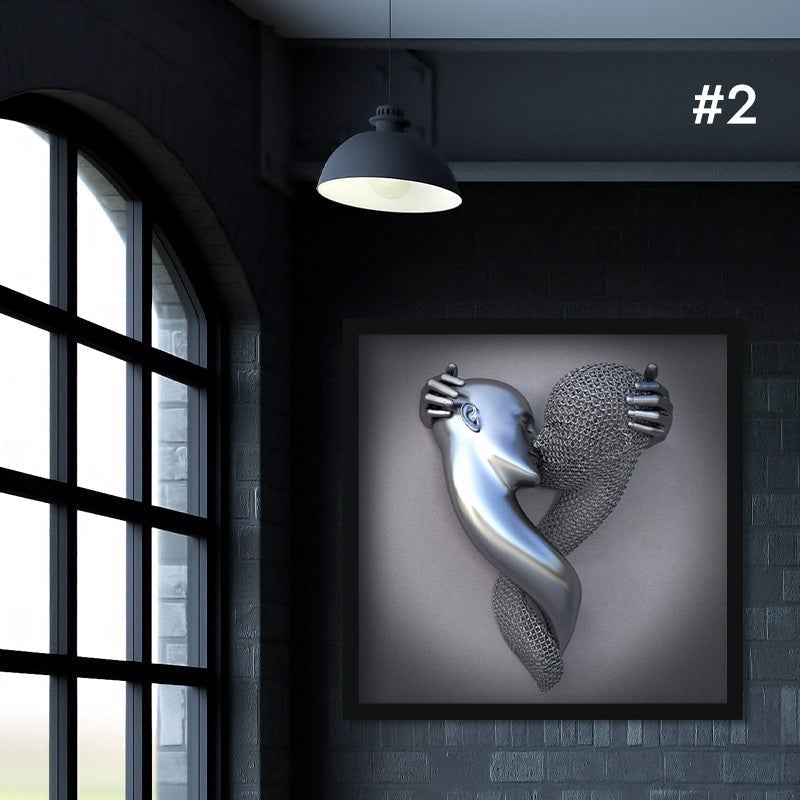 3D Metal Character Statue Art Wall Decoration
