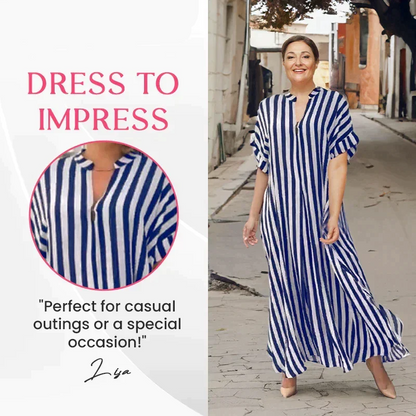 🔥Hot sale- 50% OFF 🔥 V-Neck Striped Maxi Dress