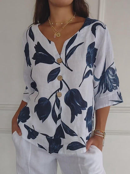 Spring Sale-49% off😍😍Printed V-neck Tunic Top