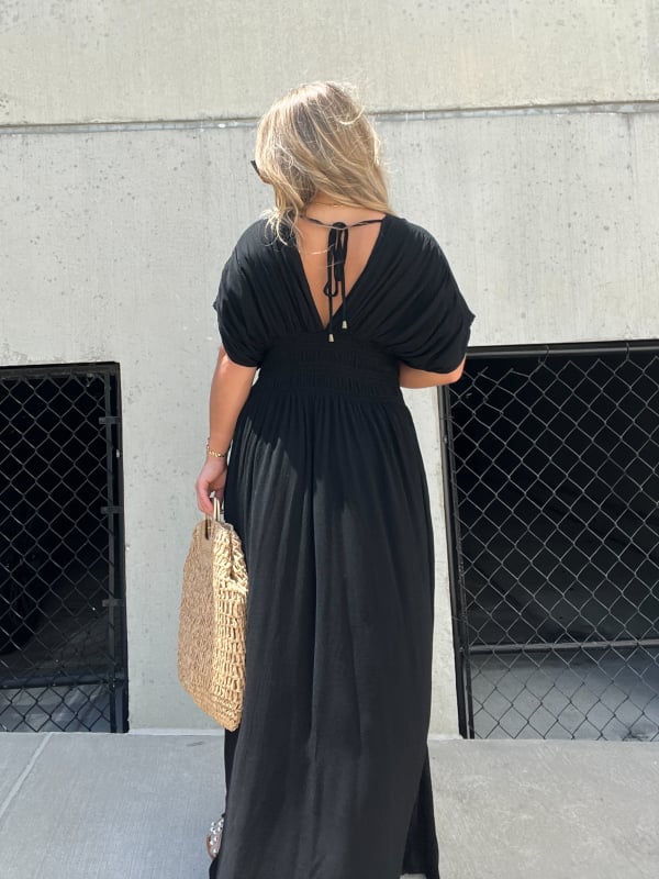 2024 SLIT V-NECK EFFORTLESS MAXI LONG DRESS