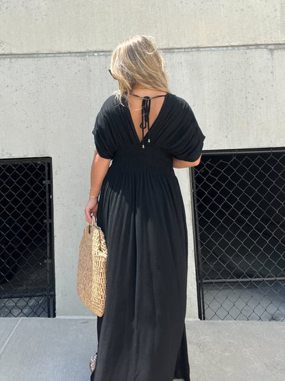 2024 SLIT V-NECK EFFORTLESS MAXI LONG DRESS