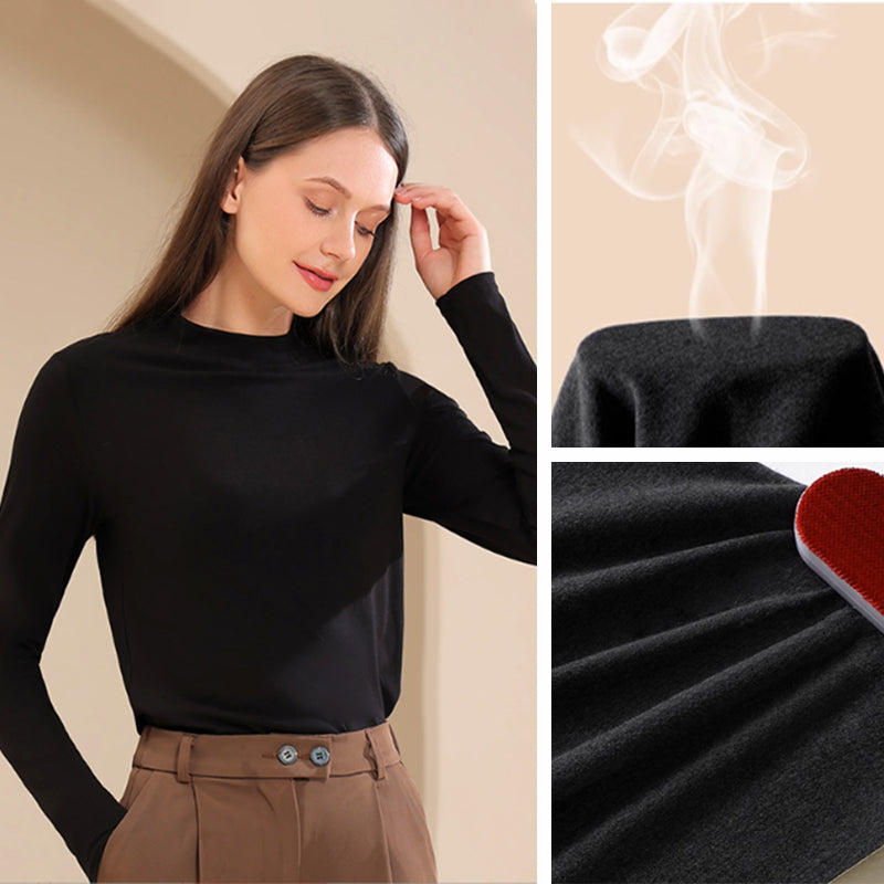 Women's Standing Collar Long Sleeve Bottom Shirt