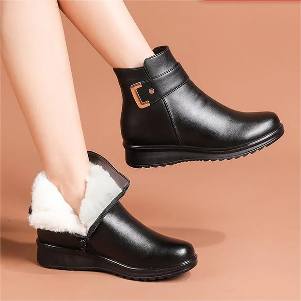 Genuine Leather Metal Buckle Velvet Boots💟FREE SHIPPING