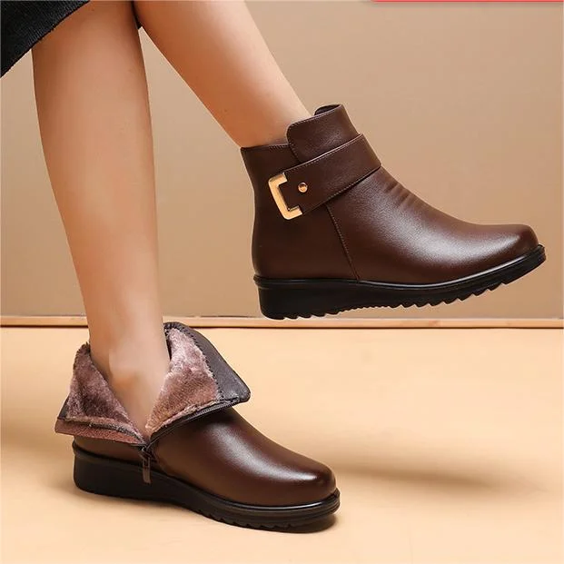 Genuine Leather Metal Buckle Velvet Boots💟FREE SHIPPING