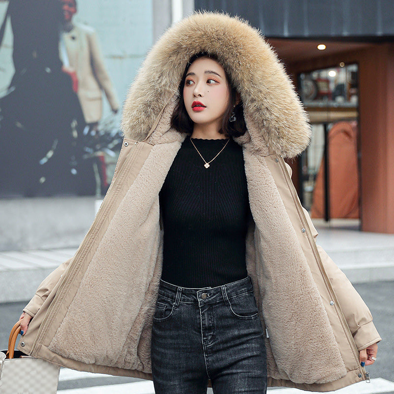 Woman’s Winter Loose Hooded Synthetic Fleece Thickened Parka Coat【FREE SHIPPING】