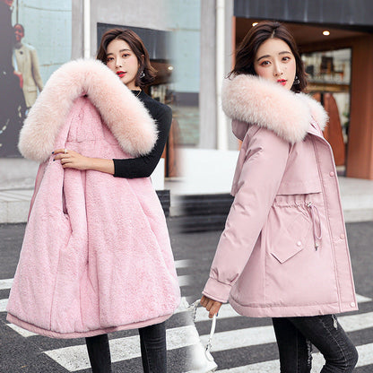 Woman’s Winter Loose Hooded Synthetic Fleece Thickened Parka Coat【FREE SHIPPING】