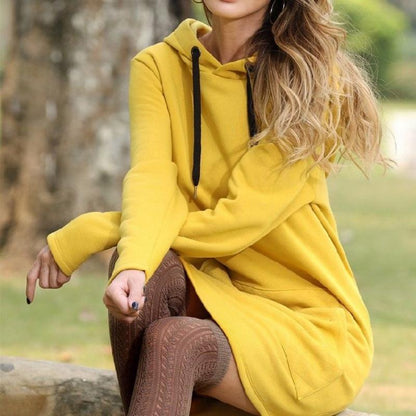 Best Gift for Her - Women's Casual Loose Solid Color Hoodie Dress
