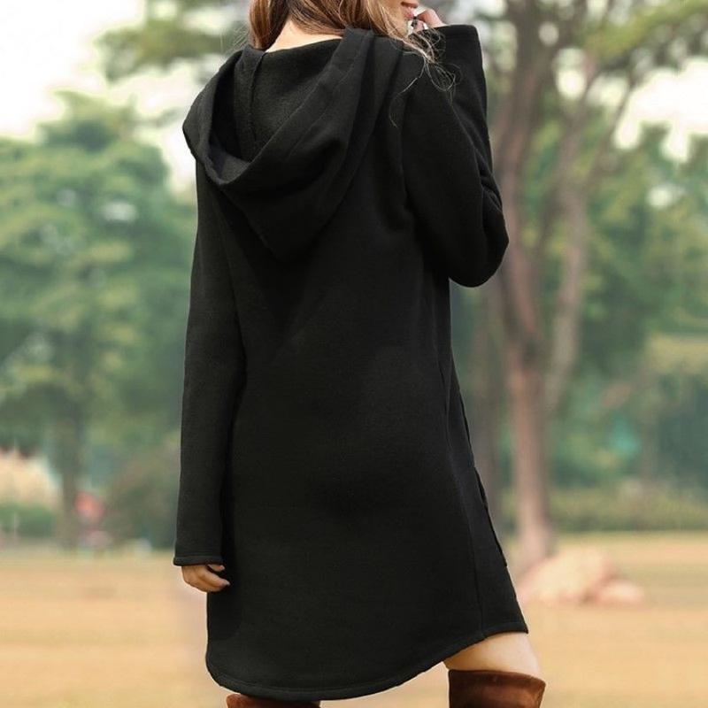 Best Gift for Her - Women's Casual Loose Solid Color Hoodie Dress