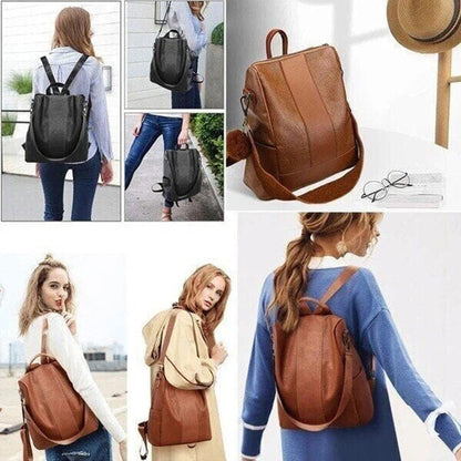 【Perfect Gift Choice】PU Leather Ladies' Anti-theft Backpack