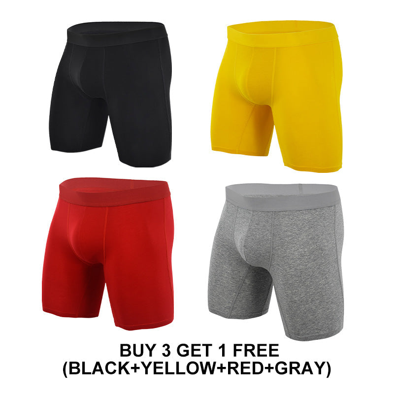 Men's Mid-Waist Stretch Sports Flat Briefs