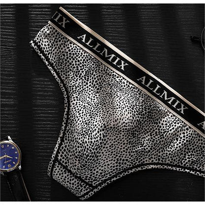 Men's Letter Leopard Print Low Rise Briefs