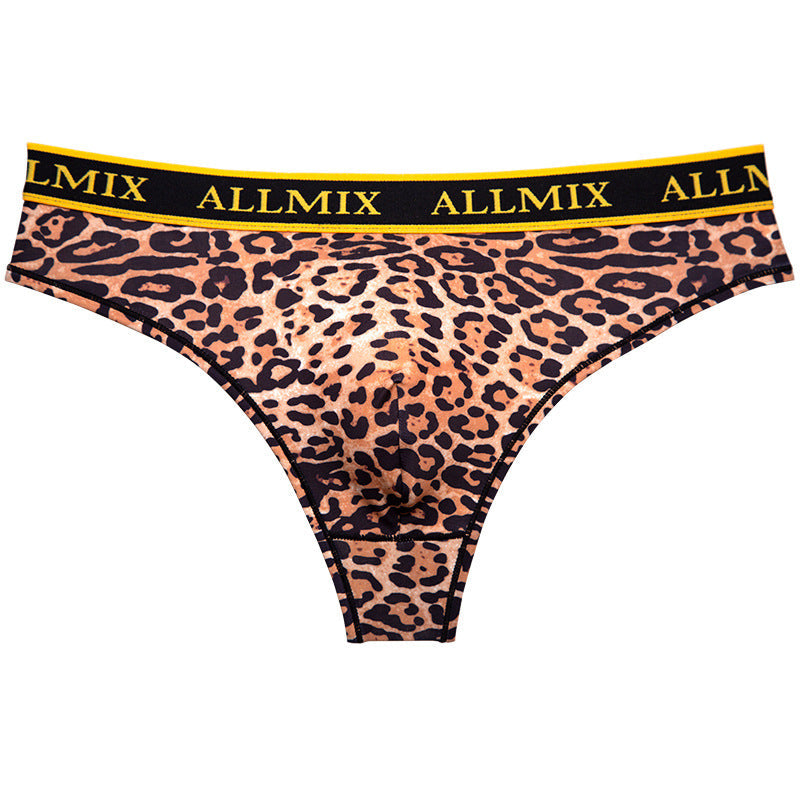 Men's Letter Leopard Print Low Rise Briefs