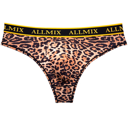 Men's Letter Leopard Print Low Rise Briefs