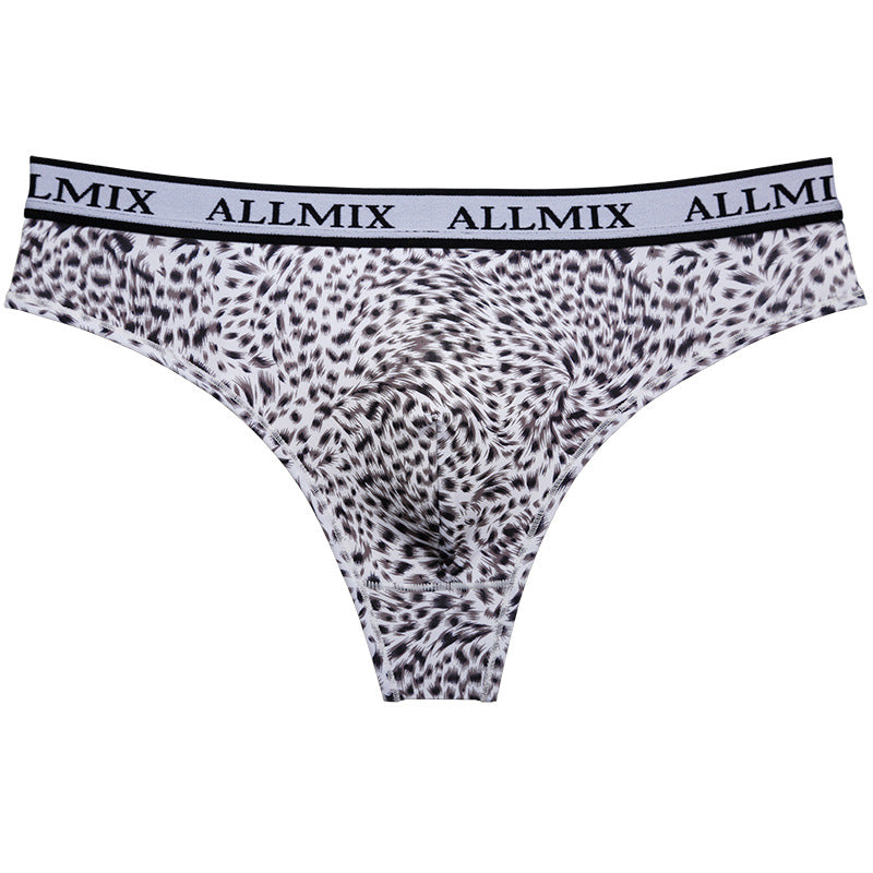 Men's Letter Leopard Print Low Rise Briefs