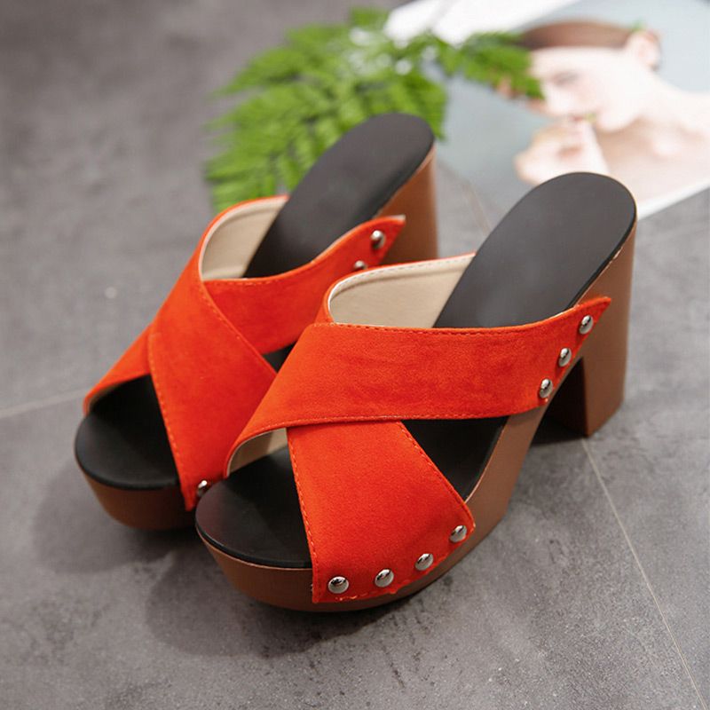 Women's Platform Chunky High-heeled Slippers🥰🥰Mother's Day Promotion-49% Off