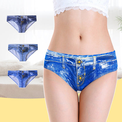 Women's Denim Pattern Printed Cotton Briefs