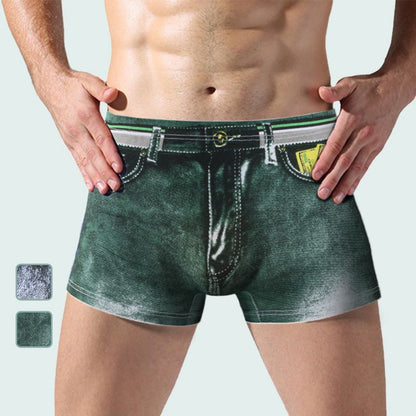 Men's Faux Denim Printed Cotton Boxer Briefs