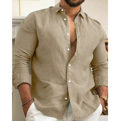 Men's Cotton Linen Solid Color Shirt