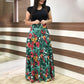 Fashion Colorblocking Printed Slim Long Dress