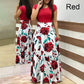 Fashion Colorblocking Printed Slim Long Dress