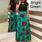 Fashion Colorblocking Printed Slim Long Dress