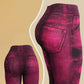 Women’s Stretch Fake Ripped Denim Jacquard Legging Pants
